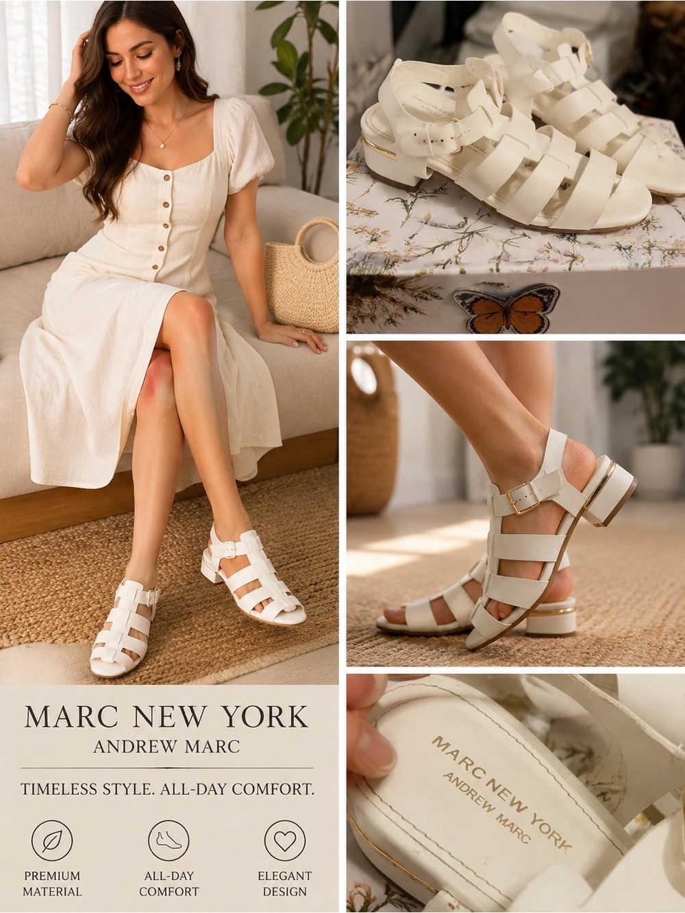 Marc New York Cream Strappy Fisherman Sandals size 8.5